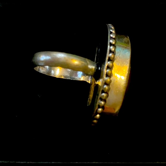 Women’s Large Sterling Silver Ring Gorgeous Blue And Green Stones Size 7 - Picture 2 of 4